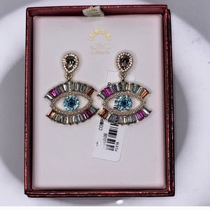 C&C California Evil Eye Rhinestone Crystals Dangle Earrings NWT